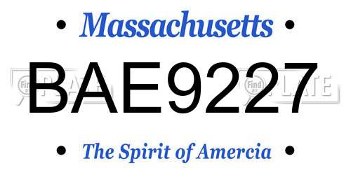 BAE9227 Massachusetts License Plate