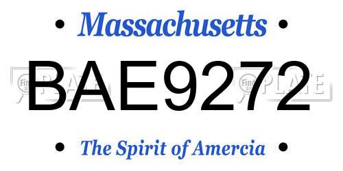 BAE9272 Massachusetts License Plate