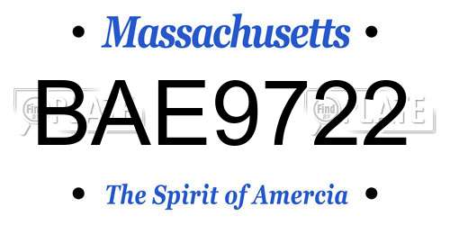 BAE9722 Massachusetts License Plate