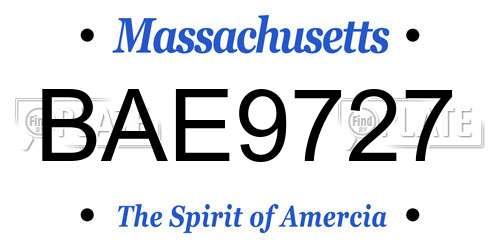 BAE9727 Massachusetts License Plate
