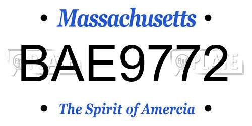 BAE9772 Massachusetts License Plate