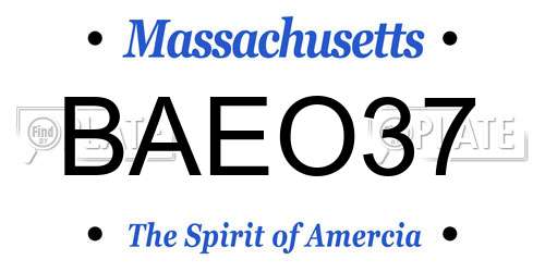 BAEO37 Massachusetts License Plate