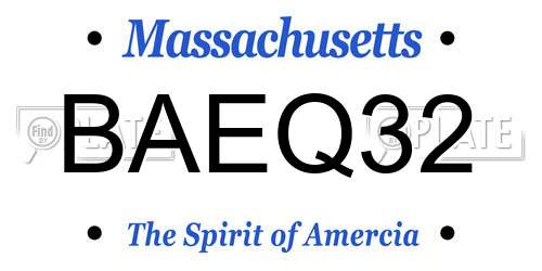 BAEQ32 Massachusetts License Plate