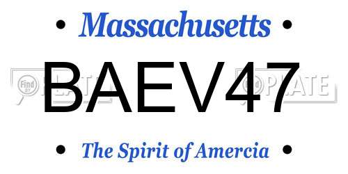 BAEV47 Massachusetts License Plate