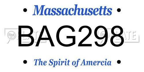 BAG298 Massachusetts License Plate