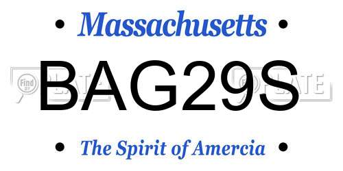 BAG29S Massachusetts License Plate