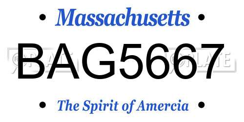 BAG5667 Massachusetts License Plate