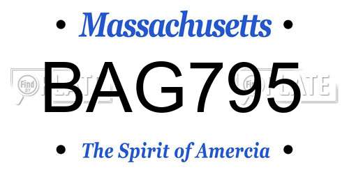 BAG795 Massachusetts License Plate