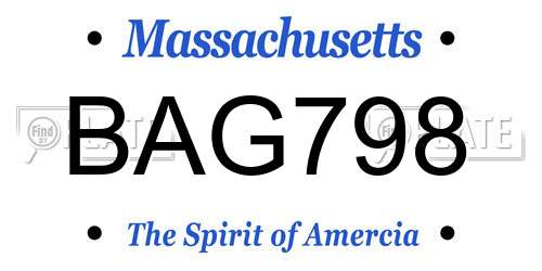 BAG798 Massachusetts License Plate
