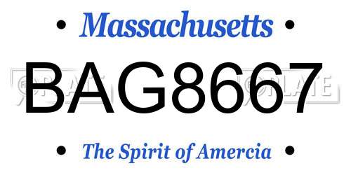 BAG8667 Massachusetts License Plate