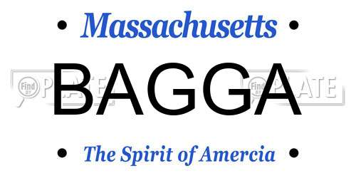 BAGGA Massachusetts License Plate