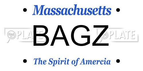 BAGZ Massachusetts License Plate