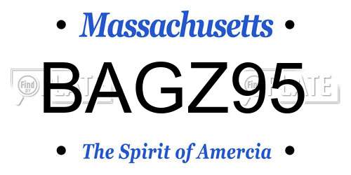 BAGZ95 Massachusetts License Plate