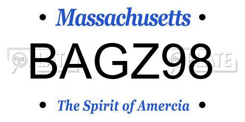 BAGZ98 Massachusetts License Plate
