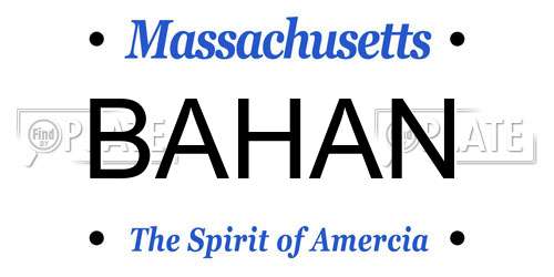 BAHAN Massachusetts License Plate