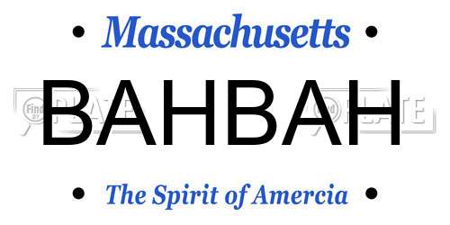 BAHBAH Massachusetts License Plate
