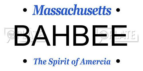 BAHBEE Massachusetts License Plate