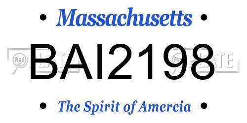 BAI2198 Massachusetts License Plate