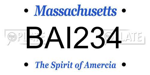BAI234 Massachusetts License Plate