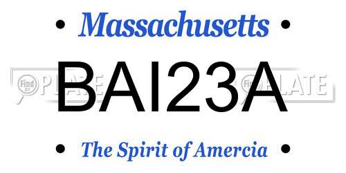 BAI23A Massachusetts License Plate