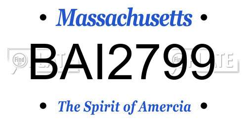 BAI2799 Massachusetts License Plate