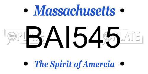 BAI545 Massachusetts License Plate
