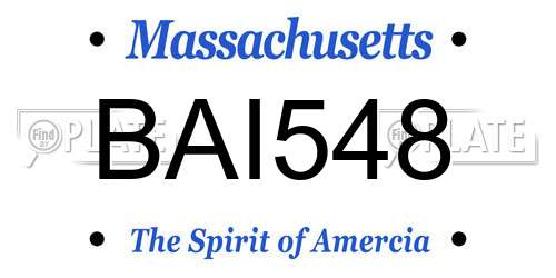 BAI548 Massachusetts License Plate