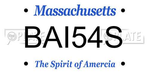 BAI54S Massachusetts License Plate