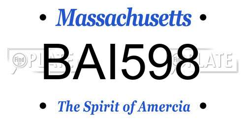 BAI598 Massachusetts License Plate