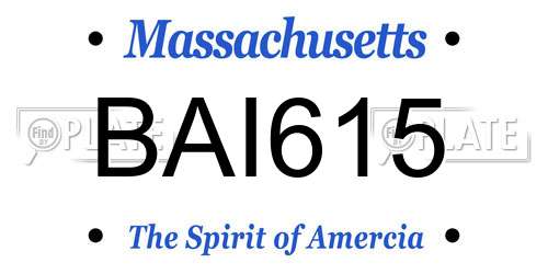 BAI615 Massachusetts License Plate