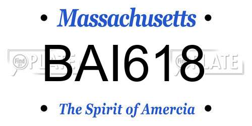 BAI618 Massachusetts License Plate