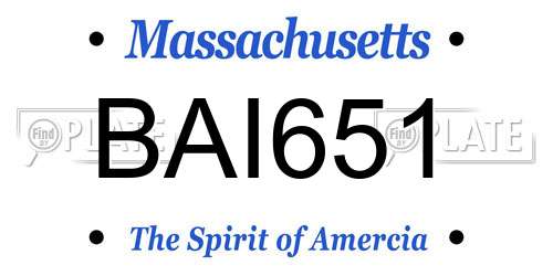 BAI651 Massachusetts License Plate