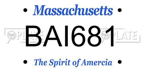 BAI681 Massachusetts License Plate