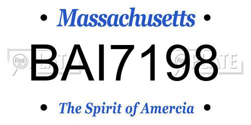 BAI7198 Massachusetts License Plate