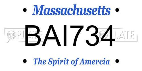 BAI734 Massachusetts License Plate