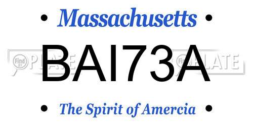 BAI73A Massachusetts License Plate