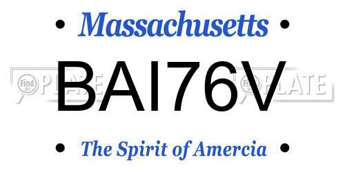 BAI76V Massachusetts License Plate