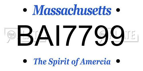 BAI7799 Massachusetts License Plate