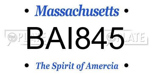 BAI845 Massachusetts License Plate