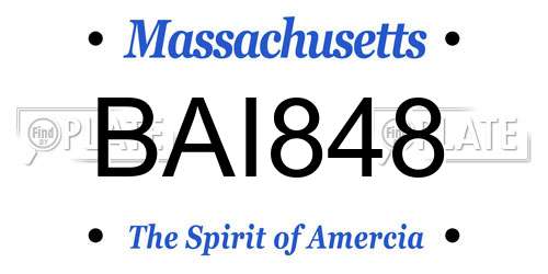 BAI848 Massachusetts License Plate