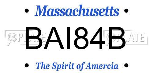 BAI84B Massachusetts License Plate
