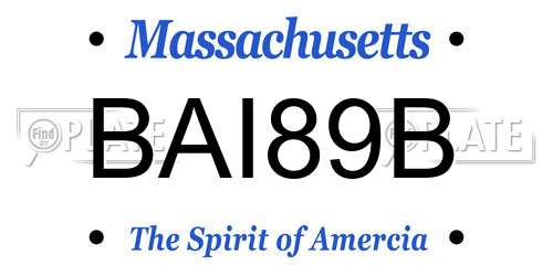 BAI89B Massachusetts License Plate