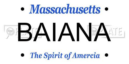 BAIANA Massachusetts License Plate