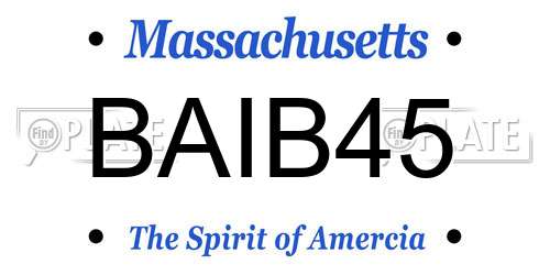 BAIB45 Massachusetts License Plate