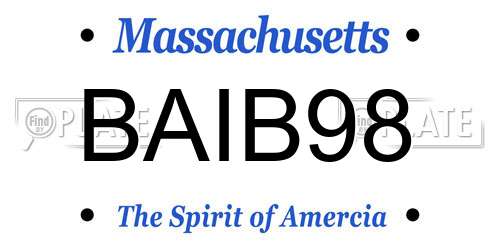 BAIB98 Massachusetts License Plate