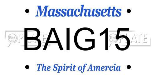 BAIG15 Massachusetts License Plate