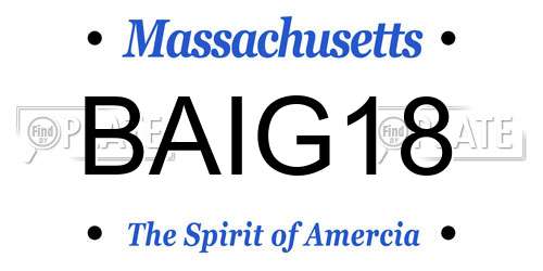 BAIG18 Massachusetts License Plate