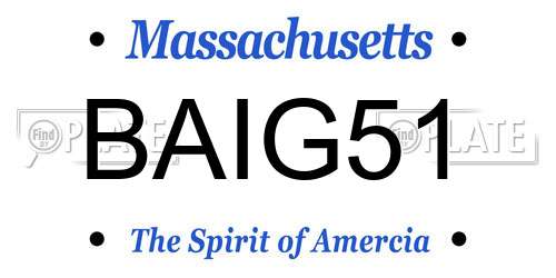 BAIG51 Massachusetts License Plate