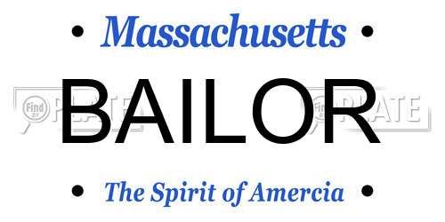 BAILOR Massachusetts License Plate