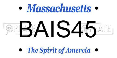BAIS45 Massachusetts License Plate